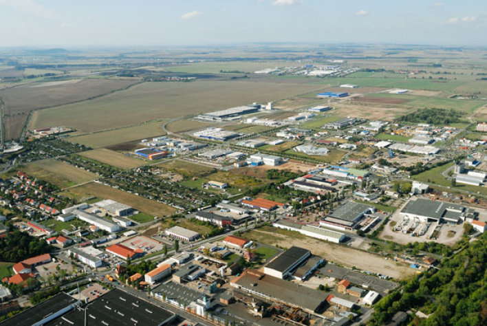 Foto: Luftbild Erfurter Kreuz © LEG Thüringen Sicht auf Industrie-, Gewerbegebiet